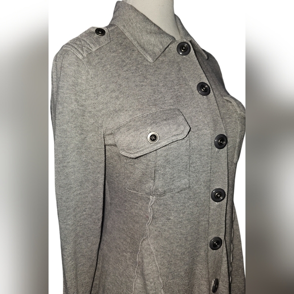 Free People Gray Collared Button Dress Cardigan Size Small - Picture 7 of 16